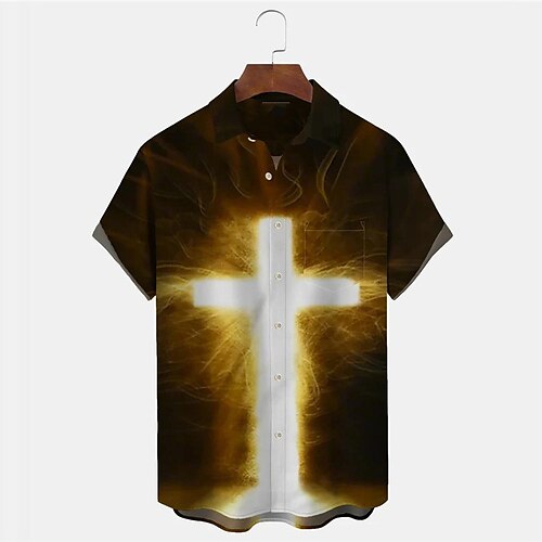 

Homme Chemise Chemise hawaïenne Imprimés Photos Croix Jésus Col rabattu Noir Blanche Jaune Vert Claire Noir / Rouge Extérieur Plein Air Manches courtes Bouton bas Imprimer Vêtement Tenue Sportif Mode