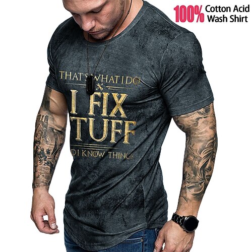 

Per uomo maglietta Magliette grafiche Camicia 100% cotone lavaggio acido Camicia muscolare Camicia oversize stampa di lettere Girocollo Con stampe Strada Da tutti i giorni Maniche corte Stampa
