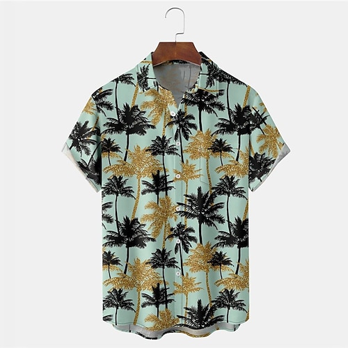 

Homens Camisa Social Camisa havaiana Coqueiro Estampas Abstratas Aberto para a Lateral Verde Ao ar livre Rua Manga Curta Botão para baixo Imprimir Roupa Tropical Moda Havaiana Designer