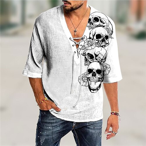 

Per uomo maglietta Magliette Pop art Teschi A V Abbigliamento Stampa 3D Esterno Informale Manica lunga Lacci Stampa Di tendenza Originale Comodo