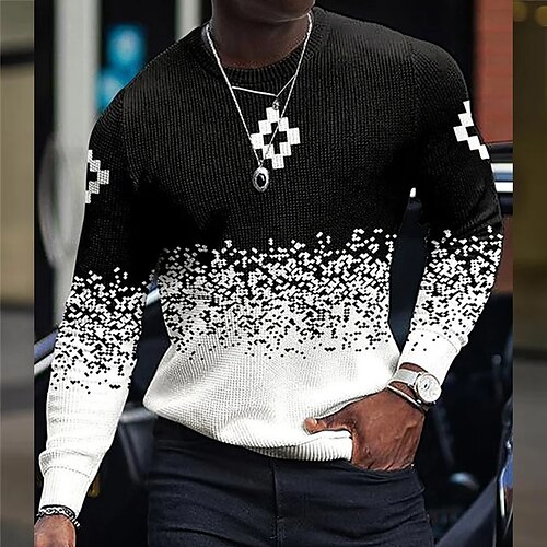 

Per uomo Magliette Maglietta Waffle Pop art Color Block Girocollo Abbigliamento Stampa 3D Esterno Informale Manica lunga Stampa Di tendenza Originale Comodo