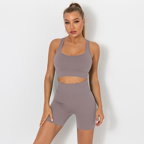 Workout Sets for Women 2 Piece Seamless Ribbed High Waist Suit