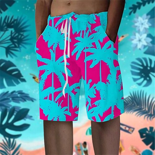 

Homens Calção Shorts de verão Shorts de praia Shorts largos Com Cordão Cintura elástica Impressão 3D Gráfico Coqueiro Respirável Macio Curto Casual Diário Feriado Roupa de rua Designer Branco Azul