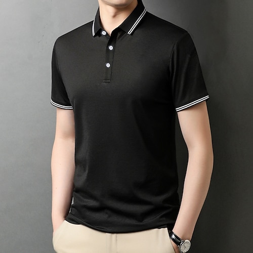 

Per uomo POLO Camicia da golf Golf Esterno Informale Collo a polo Manica corta Di tendenza Streetwear Tinta unica Liscio Pulsante frontale Estate Primavera Standard Nero Bianco Giallo Blu turchese