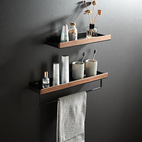 

Bathroom Shelves Wall Mounted Beech Space Aluminum Shower Shelf Storage Organizer Rack Bathroom Kitchen Bathroom Hardware Pendant Shower Rack Corner Shelf 1pc