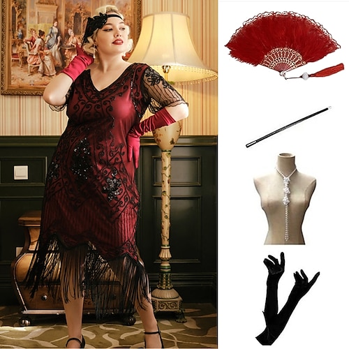 

Der große Gatsby Der große Gatsby Flapper Kleid Damen Pailletten Quaste Kostüm Jahrgang Cosplay Abiball Party Abend Mittag Kleid Maskerade