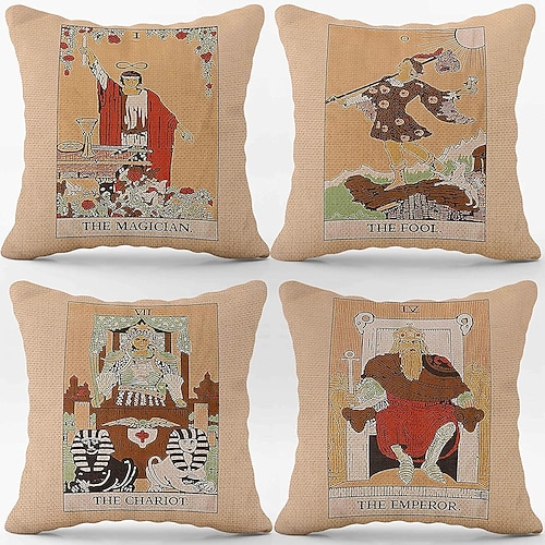 

Doppelseitiger Tarot-Kissenbezug, 4-teilig, Zauberer, Kaiser, weicher dekorativer quadratischer Kissenbezug, Kissenbezug für Schlafzimmer, Wohnzimmer, Sofa, Couchstuhl, hochwertige Qualität,