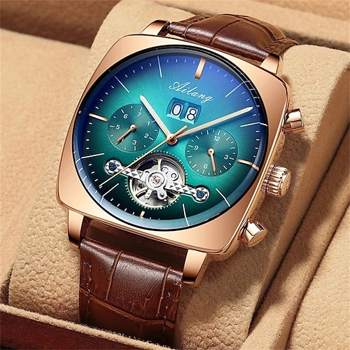 

ailang berühmte markenuhr montre automatique luxe chronograph quadrat großes zifferblatt hohle wasserdichte herrenmodeuhren