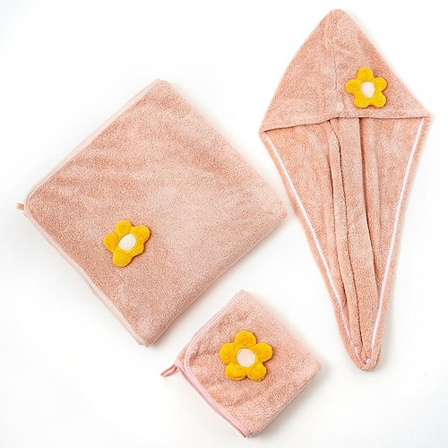 

Toalla de baño grande de lana de coral, flores de dibujos animados, hogar, baño, absorbente, regalo suave, toallita facial de algodón