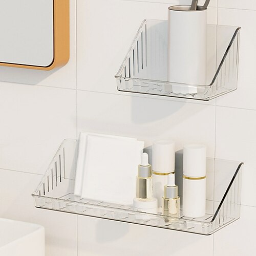 

Caja de almacenamiento transparente montada en la pared, estante de cosméticos de pared sin perforaciones, suministros de cocina y baño, caja de almacenamiento, accesorios de baño