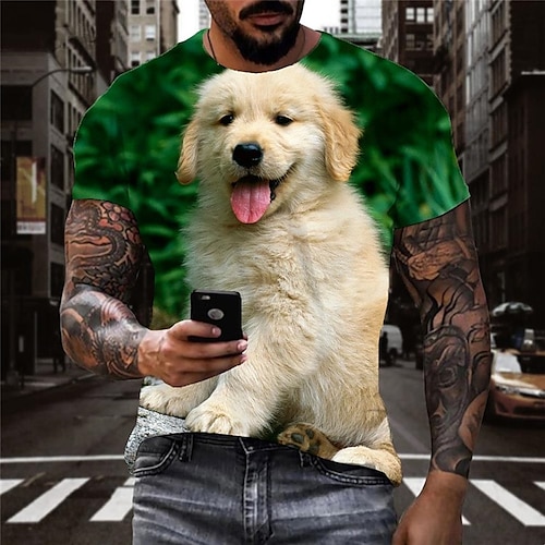 

Per uomo maglietta Magliette Pop art Con cagnolino Girocollo Abbigliamento Stampa 3D Esterno Informale Manica corta Stampa Vintage Di tendenza Originale