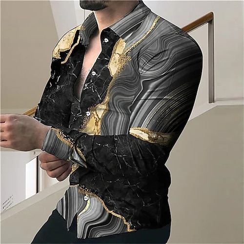 

Herren Hemd Farbverlauf Grafik-Drucke Umlegekragen Schwarz Gelb Regenbogen Grau Outdoor Strasse Langarm Button-Down Bedruckt Bekleidung Modisch Strassenmode Designer Weich