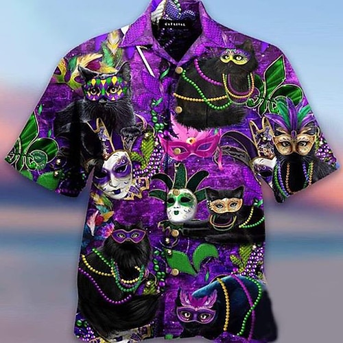 mardi gras button up shirt