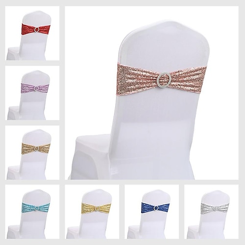 

Decoraciones para sillas de boda, arcos y fajas de sillas blancas elásticas, decoración dorada para sillas de boda para fiestas, ceremonias, banquetes, fundas para sillas de LICRA
