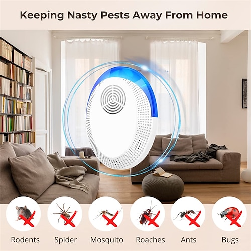 

1/2/4/6 Pack Ultrasonic Pest Repeller Mice Repellent Plug-ins Electronic Pest Rodent Roach Spider Insect Repellent Indoor Home Attic Garage Basement