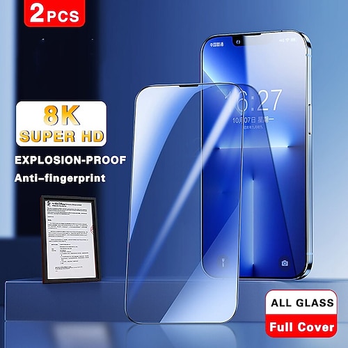 

[Paquet de 2] Téléphoner Protection Écran Pour Apple iPhone 14 Pro Max Plus 13 12 11 Mini X XR XS 8 7 Verre Trempé Dureté 9H Anti-Traces de Doigts Haute Définition (HD) Extra Fin Compatible 3D Touch