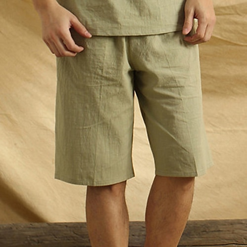 

Herren Shorts Kurze Hosen Leinenshorts Kurze Hosen Sommer-Shorts Strandshorts Kurze Hosen Kordelzug Elastische Taille Glatt Atmungsaktiv Weich Kurz Casual Täglich Festtage Leinen / Baumwoll Mischung