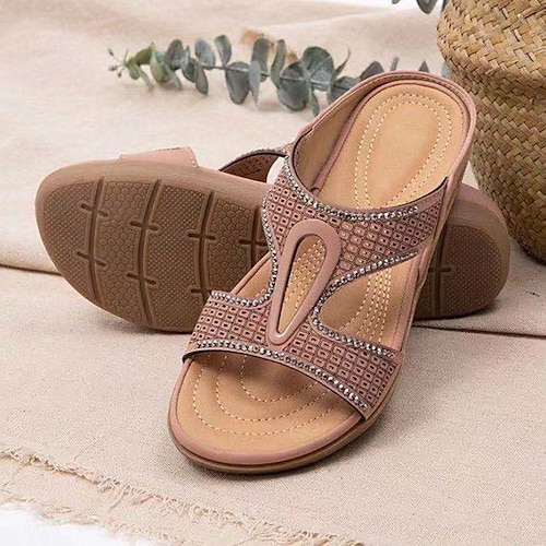 

Damen Mules Hausschuhe im Freien Outdoor Täglich Ausgeschnitten Strass Flacher Absatz Offene Spitze Brautkleider schlicht Klassisch Minimalismus Kunstleder Halbschuhe Feste Farbe Rosa Blau Braun