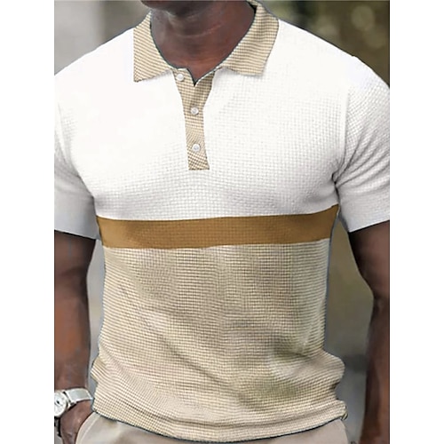 

Herre POLO T-skjorte Golf skjorte Grafiske trykk Geometri Aftæpning Lilla Grønn Kakifarget utendørs Gate Kort Erme Knapp ned Trykt mønster Klær Sport Mote Gatemote Designer
