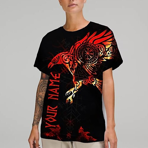 

Wikinger Krieger Wikinger-Tattoo T-Shirt-Ärmel Anime Grafik T-shirt Für Herren Damen Unisex Erwachsene 3D-Druck 100% Polyester Casual