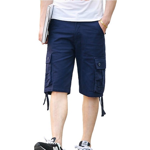 

Herre Cargoshorts Shorts til turbruk Lomme Rett ben Høydestigning Helfarge Utendørs Rynkebestandig Knelengde Avslappet Daglig Klassisk treningsklær Gressgrønn Svart Høy Midje