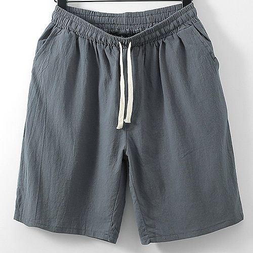 

Per uomo Pantaloncini Pantaloncini estivi Pantaloncini da spiaggia Tasche A cordoncino Vita elastica Liscio Comfort Esterno Giornaliero Per uscire Misto cotone e lino Streetwear Moda Nero Bianco