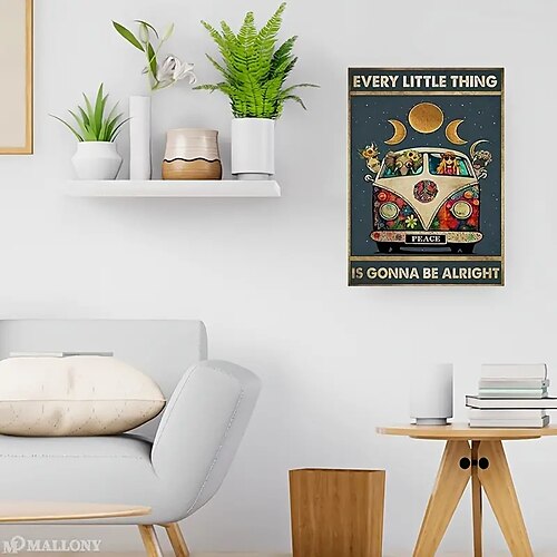 

1 pc hippie affiche mur art rétro métal étain signe en aluminium signe pour la maison café mur décor frameless