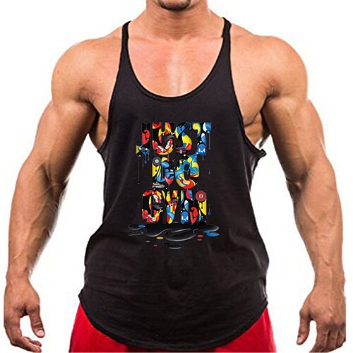 

Herre Tanktop Vest Top Underskorte Racerback tanktoppe Grafisk Bogstaver U-hals Sport Daglig Uden ærmer Trykt mønster Tøj Stilfuld Muskel Træning