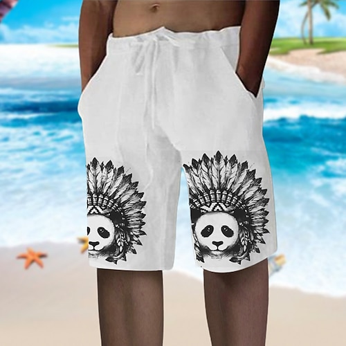 

Homens Calção Shorts de praia Shorts largos Com Cordão Cintura elástica Imprimir Animal Panda Estampas Abstratas Respirável Macio Curto Casual Diário Feriado Roupa de rua Designer Branco Azul