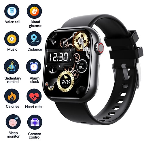 

F57L Montre intelligente 1.91 pouce Smartwatch Montre Connectée Bluetooth ECG PPG Surveillance de la température Podomètre Compatible avec Android iOS Femme Hommes Longue Veille Mode Mains-Libres