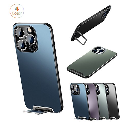 

telefon Etui Til Apple Bakdeksel iPhone 14 Pro Max iPhone 14 Pro Max Plus iPhone 14 Plus iPhone 14 med stativ Ultratynn Helkroppsbeskyttende Ensfarget TPU PC Metall