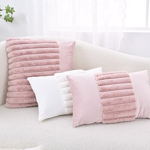 

Super Soft Plush Pillow Cover Strip Farmhouse Zipper Traditional Classic for Livingroom Bedroom Sofa Couch