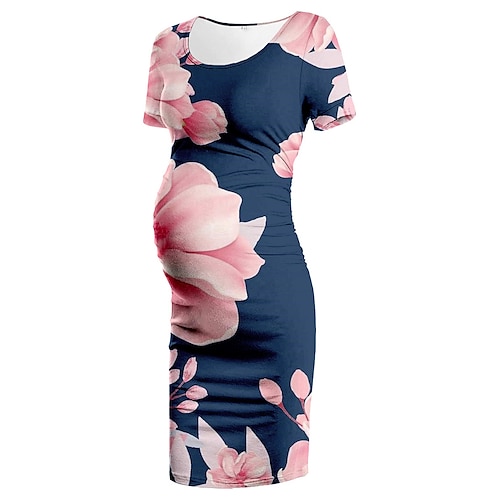 

Per donna Abito di maternità Abito casual Vestito tubino Floreale Color Block Vestito longuette Manica corta Stampa Girocollo Di tendenza Giornaliero Giallo Blu Primavera Estate S M L XL XXL