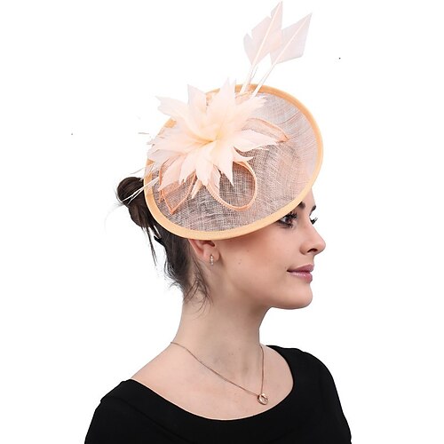 

fascinators sinamay Matrimonio Tè Kentucky Derby Corsa di cavalli Festa delle donne Vintage Elegante Retrò Con Piume Copricapo Copricapo