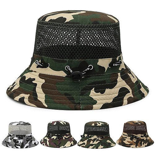 

Herren Damen Sonnenhut Eimer Hut Fischen-Hut Außen Tragbar UV-Sonnenschutz UPF50 Atmungsaktiv Hut Khaki-Tarnung Tarnung Kaki für Angeln Klettern Strand