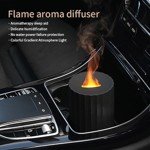 

fargerik flamme bil luftfukter stille vannfri flamme eterisk olje diffuser smart hjem flamme aroma diffuser