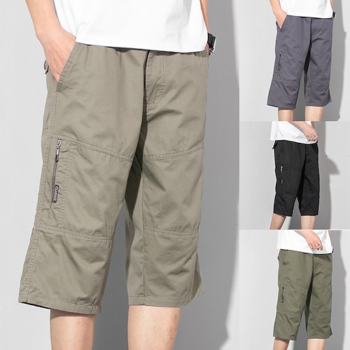 

Herre Cargoshorts Shorts caprishorts Glidelås Elastisk midje Multi lomme عادي Komfort Anvendelig Kalv lengde Avslappet Daglig Ferie 100 % bomull Grunnleggende Sport Militærgrønn Svart