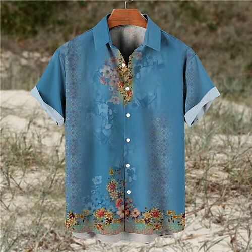 

Herren Hemd Blumen Grafik-Drucke Umlegekragen Gelb Blau Grün Grau Täglich Festtage Kurze Ärmel Button-Down Bedruckt Bekleidung Tropisch Modisch Boho Designer