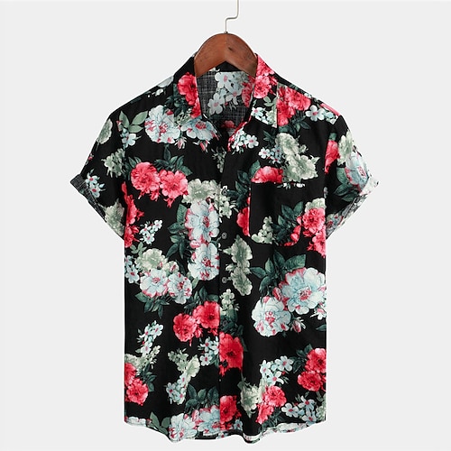 

Herren Hemd Blumen Grafik-Drucke Umlegekragen Grün Strasse Casual Kurze Ärmel Button-Down Bedruckt Bekleidung Sport Modisch Strassenmode Designer