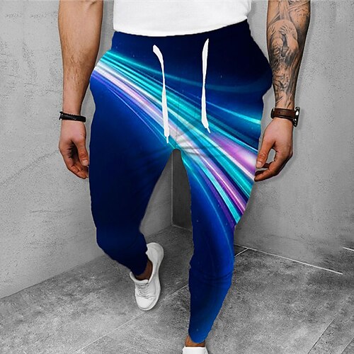 

Per uomo Pareggiatore Pantaloni Pantaloni casual A cordoncino Vita elastica Stampa 3D Stampe astratte Geometria Comfort Informale Giornaliero Abbigliamento di strada Essenziale Di tendenza Blu Blu