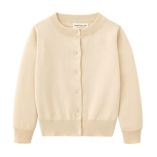 

Bambino Da ragazza Cardigan Tinta unica Esterno Manica lunga Di tendenza 7-13 anni Primavera Nero Champagne Rosa