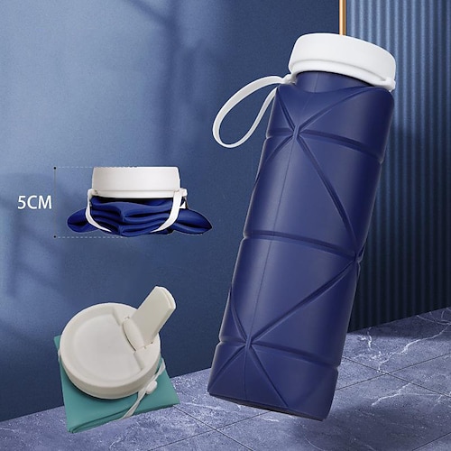 

suction sports bottle silicone folding water cup travel outdoor portable mini cup 600ml cross-border new product