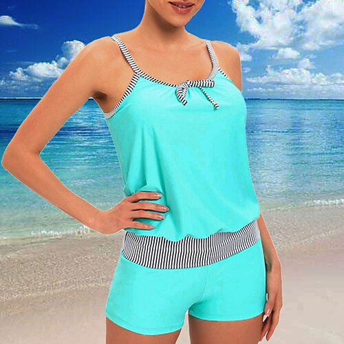 

Damen Badeanzug Tankini 2 Stück Normal Bademode 2 Teile Feste Farbe Farbverlauf Rosa Burgunderrot Marineblau Königliches Blau Himmelblau Tank Top Badeanzüge Sport Sommer