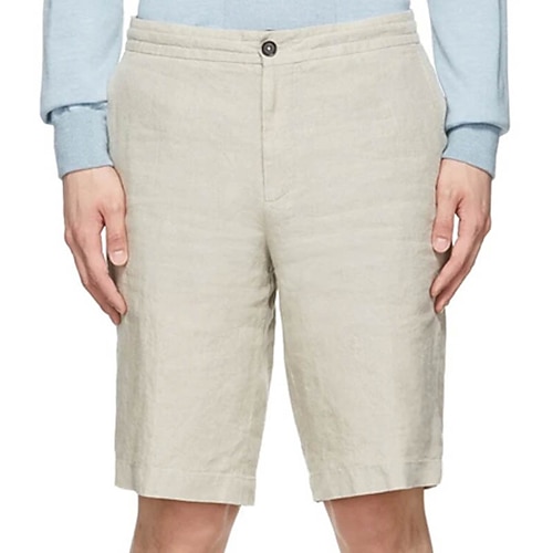 

Homme Short Short en lin Short d'été Short de plage Jambe droite Plein Confort Respirable Extérieur du quotidien Sortie Mélange de Lin Coton Mode Vêtement de rue Bleu Gris Clair