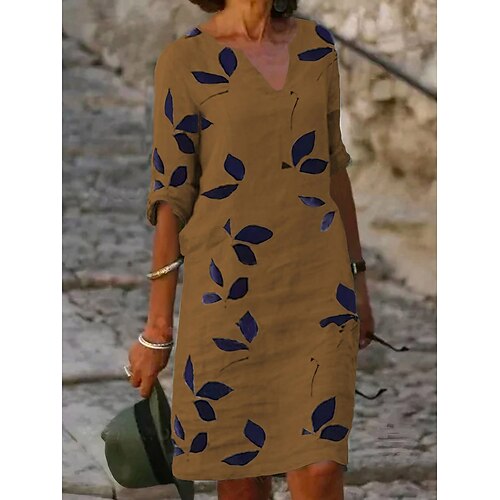 

Per donna Vestito casual Vestito a trapezio Abito stampato A foglia Stampa A V Mini abito Attivo Di tendenza Esterno Giornaliero Mezza manica Standard Bianco Blu Viola Estate Primavera S M L XL XXL