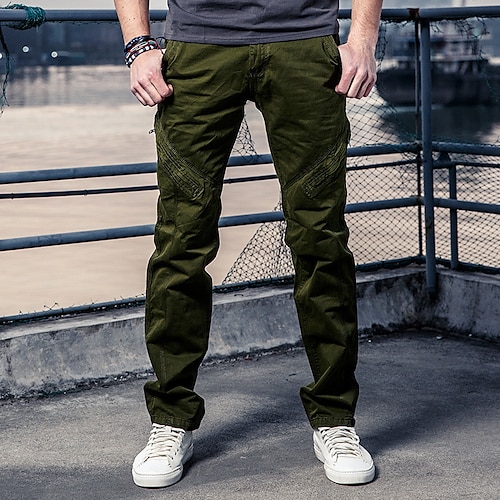 

Per uomo Pantaloni cargo Pantaloni Tasca con cerniera 6 Tasche Liscio Comfort Esterno Giornaliero Per uscire 100% cotone Streetwear Moderno Nero Verde militare