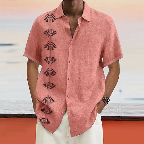 

Per uomo camicia di lino Camicia estiva Camicia da spiaggia Bianco Rosa Blu Manica corta Stampe astratte Collo ripiegabile Estate Informale Giornaliero Abbigliamento Stampa