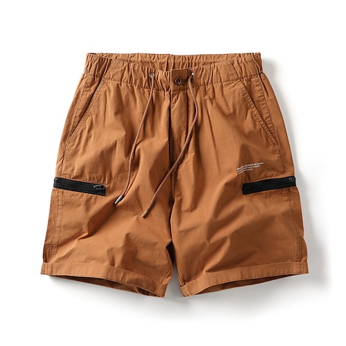 

Homme Short Cargo Short Cordon Taille elastique Poche zippée Plein Confort Vestimentaire Longueur genou Casual du quotidien Vacances 100% Coton basique Sportif Noir Vert