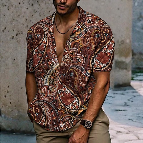 

Herren Hemd Hawaiihemd Sommerhemd Blumen Grafik-Drucke Umlegekragen Braun Grau Casual Festtage Kurzarm Button-Down Bedruckt Bekleidung Tropisch Modisch Boho Strassenmode
