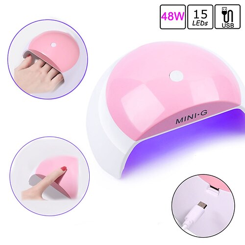 

led lampe pour manucure 48w mini lampe uv sèche-ongles pour le durcissement tout uv gel vernis à ongles avec usb smart minuterie lumière du soleil nail art outil